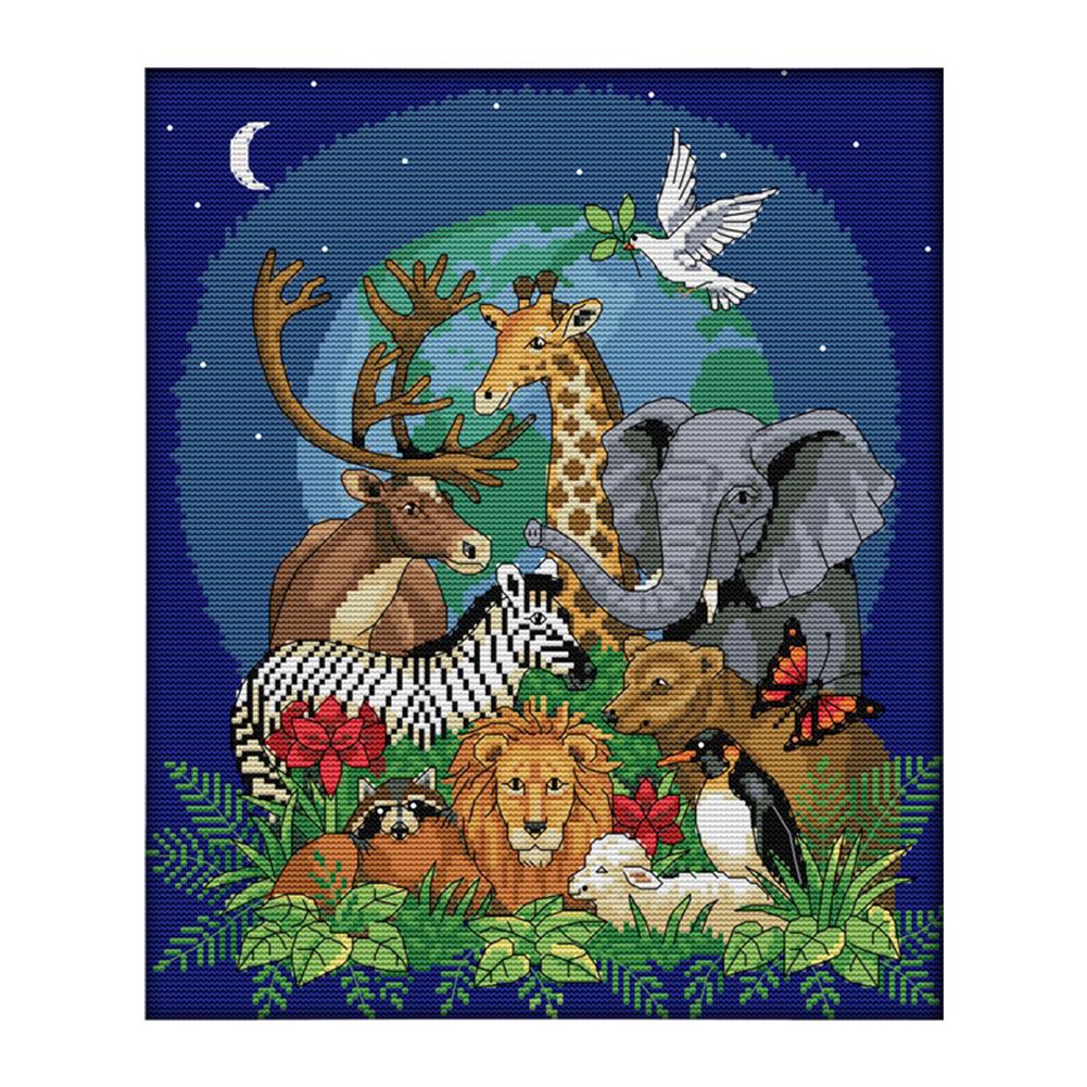 Joy Sunday Wild Animal African Animals(34*39CM) 14CT stamped cross stitch