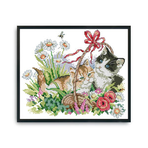 Joy Sunday Spring Kitties(30*26CM) 14CT stamped cross stitch