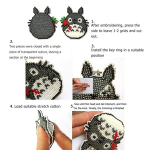 Carrot Cat Beaded Embroidery Key Ring Car Backpack Pendant Handcraft (Y062)