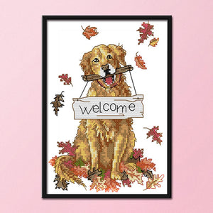 Joy Sunday Welcome Dog(18*26CM) 14CT stamped cross stitch