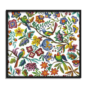 Joy Sunday Bird Flowers(59*55CM) 14CT stamped cross stitch
