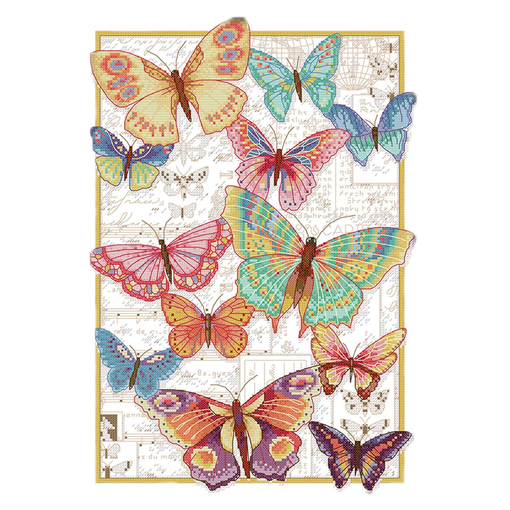 Joy Sunday Color Butterfly Fly(32*43CM) 14CT stamped cross stitch
