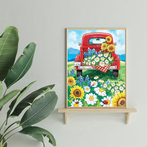 Car and Flower 30x40cm(canvas) full round drill diamond painting