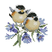 Load image into Gallery viewer, Chirping Bird on Bluebell(16*16CM) 14CT stamped cross stitch
