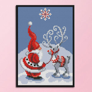 Joy Sunday Santa Claus Elk(18*22CM) 14CT stamped cross stitch