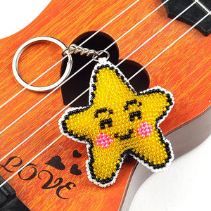 DIY Bead Embroidery Key Chain Cross Stitch Star Car Bag Pendant Handicraft