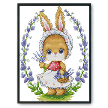 Load image into Gallery viewer, Joy Sunday Bunny and Flowers(28*22CM) 14CT stamped cross stitch

