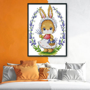 Joy Sunday Bunny and Flowers(28*22CM) 14CT stamped cross stitch