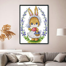 Load image into Gallery viewer, Joy Sunday Bunny and Flowers(28*22CM) 14CT stamped cross stitch
