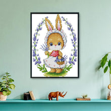 Load image into Gallery viewer, Joy Sunday Bunny and Flowers(28*22CM) 14CT stamped cross stitch
