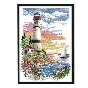 Joy Sunday Lighthouse(30*40CM) 14CT stamped cross stitch