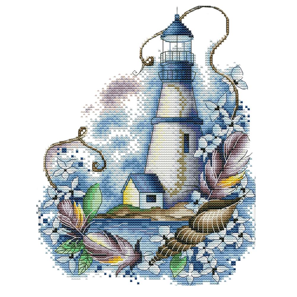 Joy Sunday Blue Lighthouse(22*29CM) 14CT stamped cross stitch