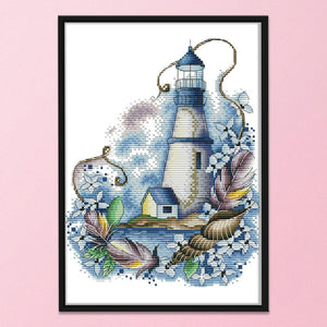 Joy Sunday Blue Lighthouse(22*29CM) 14CT stamped cross stitch