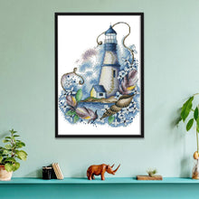Load image into Gallery viewer, Joy Sunday Blue Lighthouse(22*29CM) 14CT stamped cross stitch
