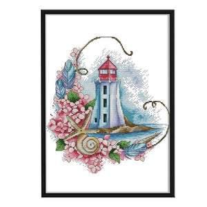Joy Sunday Sea Star Lighthouse(28*31CM) 14CT stamped cross stitch