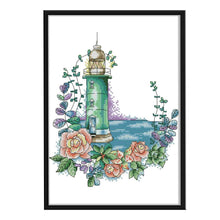 Load image into Gallery viewer, Joy Sunday Rose Lighthouse(23*29CM) 14CT stamped cross stitch
