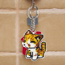 Load image into Gallery viewer, DIY Full Beads Cat Shape Printed Embroidery Keychains Cross Stitch Pendant
