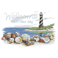 Load image into Gallery viewer, Joy Sunday Shell Lighthouse(22*16CM) 14CT stamped cross stitch
