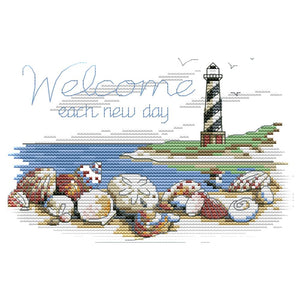 Joy Sunday Shell Lighthouse(22*16CM) 14CT stamped cross stitch