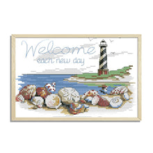 Load image into Gallery viewer, Joy Sunday Shell Lighthouse(22*16CM) 14CT stamped cross stitch
