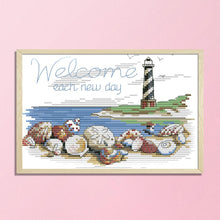 Load image into Gallery viewer, Joy Sunday Shell Lighthouse(22*16CM) 14CT stamped cross stitch
