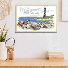 Load image into Gallery viewer, Joy Sunday Shell Lighthouse(22*16CM) 14CT stamped cross stitch
