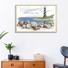 Load image into Gallery viewer, Joy Sunday Shell Lighthouse(22*16CM) 14CT stamped cross stitch
