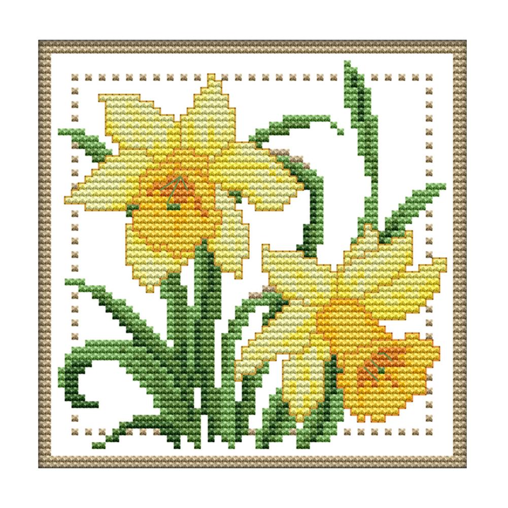Joy Sunday Months Flower March(17*17CM) 14CT stamped cross stitch