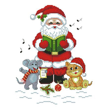 Load image into Gallery viewer, Christmas Santa Claus Cat(24*28CM) 14CT stamped cross stitch
