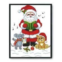 Load image into Gallery viewer, Christmas Santa Claus Cat(24*28CM) 14CT stamped cross stitch
