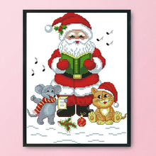 Load image into Gallery viewer, Christmas Santa Claus Cat(24*28CM) 14CT stamped cross stitch
