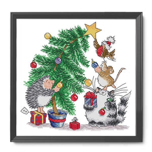 Christmas Gift(28*28CM) 14CT stamped cross stitch