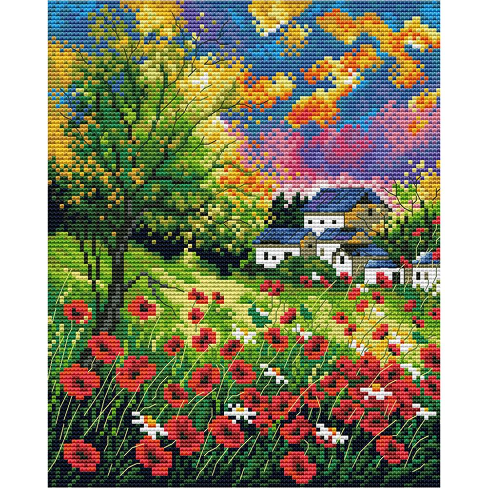 Joy Sunday Mountain Flower(30*26CM) 14CT stamped cross stitch