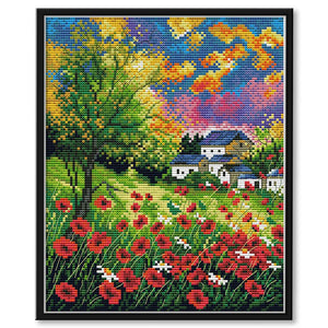 Joy Sunday Mountain Flower(30*26CM) 14CT stamped cross stitch