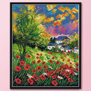 Joy Sunday Mountain Flower(30*26CM) 14CT stamped cross stitch