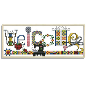 Welcome Card(31*14CM) 14CT stamped cross stitch