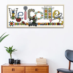 Welcome Card(31*14CM) 14CT stamped cross stitch