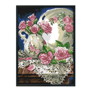 Joy Sunday Vase and roses(21*30CM) 14CT stamped cross stitch