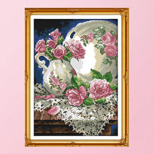 Load image into Gallery viewer, Joy Sunday Vase and roses(21*30CM) 14CT stamped cross stitch
