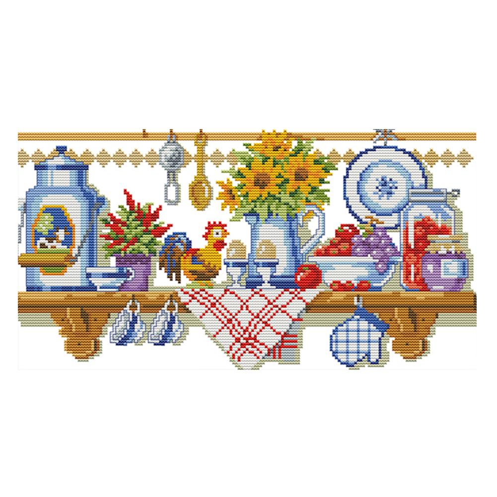 Joy Sunday Kitchen(40*22CM) 14CT stamped cross stitch