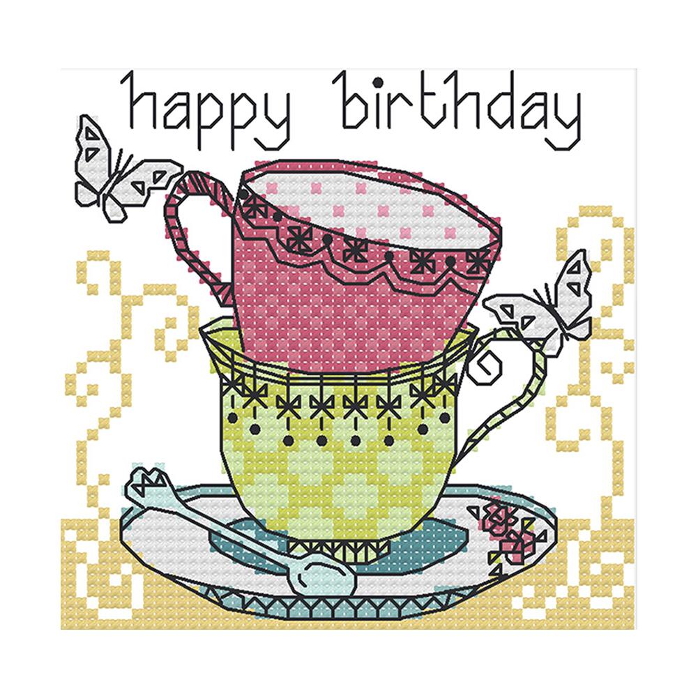 Joy Sunday Teacup(15*14CM) 14CT stamped cross stitch