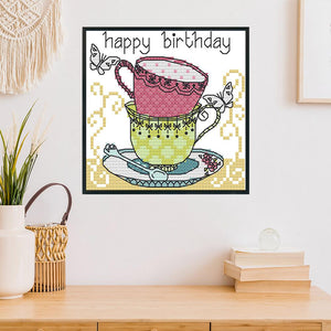 Joy Sunday Teacup(15*14CM) 14CT stamped cross stitch