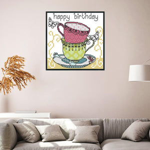 Joy Sunday Teacup(15*14CM) 14CT stamped cross stitch