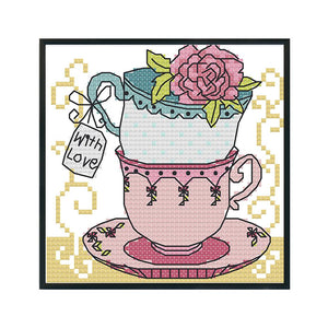 Joy Sunday Teacup(15*15CM) 14CT stamped cross stitch