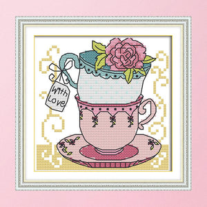 Joy Sunday Teacup(15*15CM) 14CT stamped cross stitch