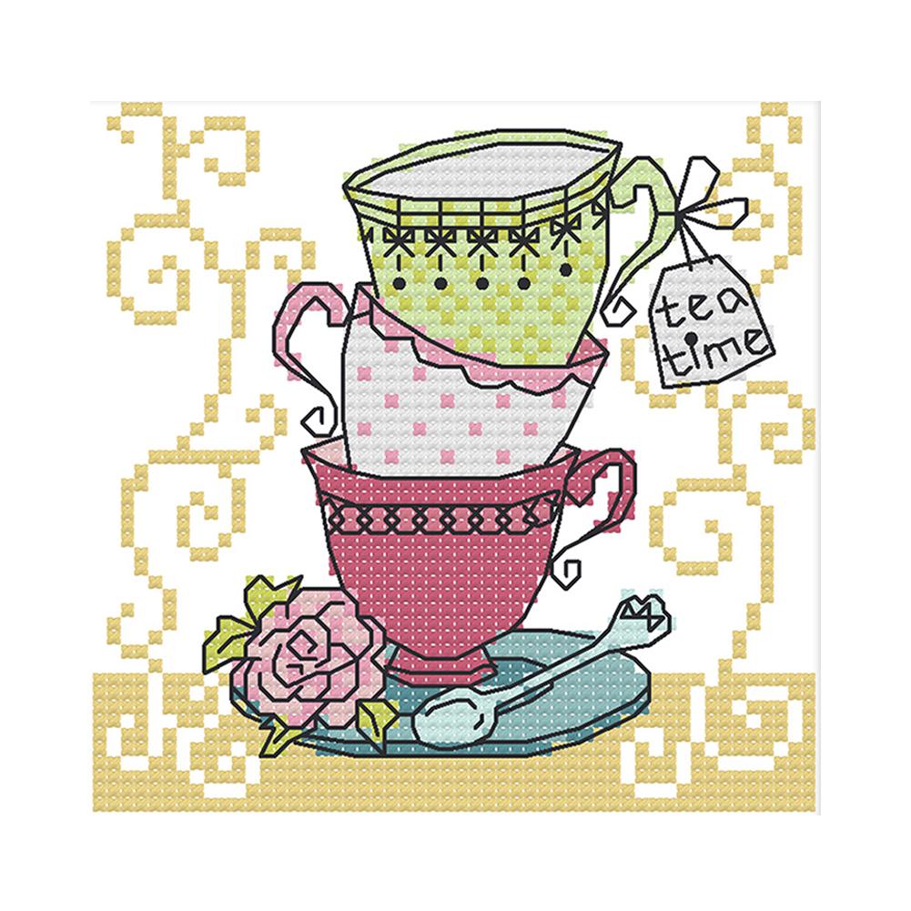 Joy Sunday Teacup(15*14CM) 14CT stamped cross stitch