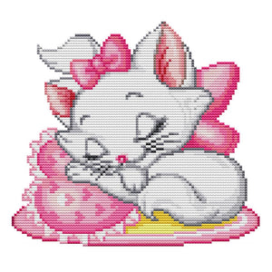 Pink Cat(25*21CM) 14CT stamped cross stitch