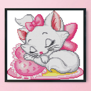 Pink Cat(25*21CM) 14CT stamped cross stitch