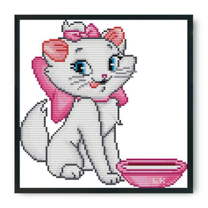 Pink Cat(22*22CM) 14CT stamped cross stitch