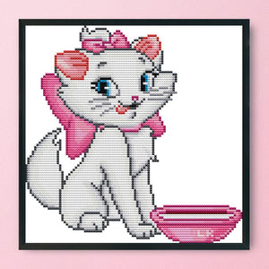 Pink Cat(22*22CM) 14CT stamped cross stitch
